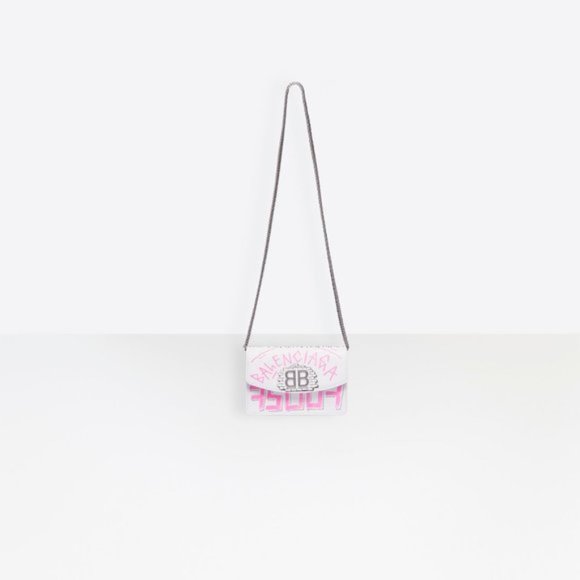 BALENCIAGA 'bb' Graffiti Print Leather Wallet - Picture 11 of 16